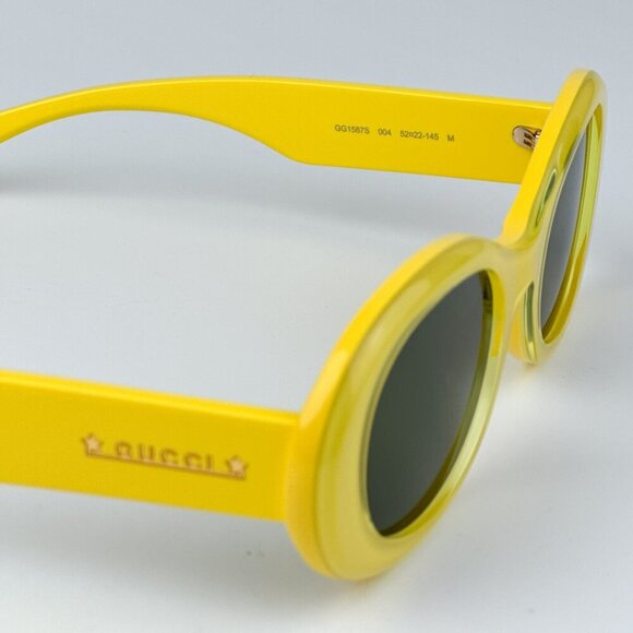 Gucci GG1587S 004 BRAND NEW Sunglasses Yellow Green Women Oval